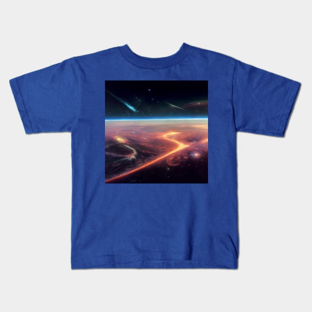 Interplanetary Spaceport Kids T-Shirt by Grassroots Green